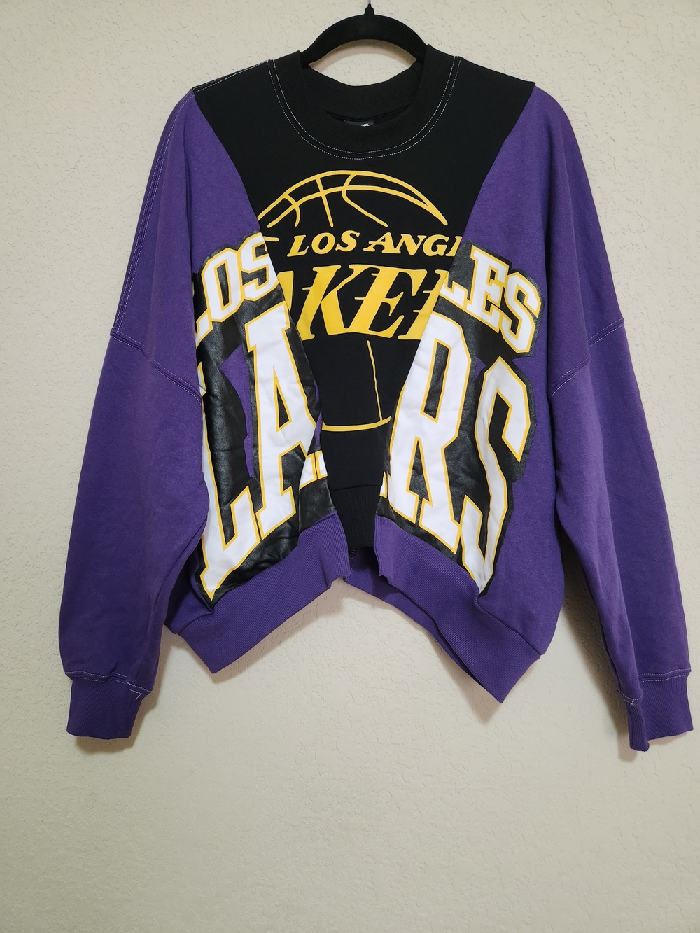 Los Angeles Lakers Graphic Cropped Splice Sweatshirt Women Size Large